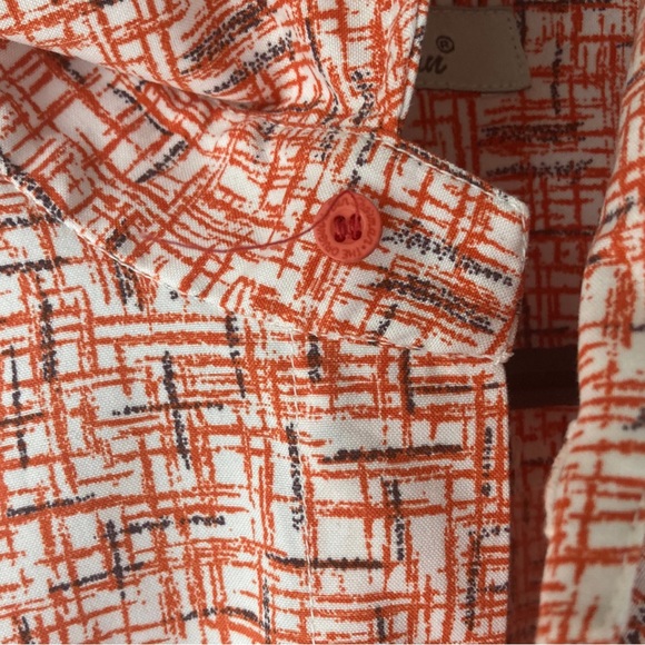 Orange White Ben Sherman Geometric Style Button Down Shirt - Picture 8 of 8